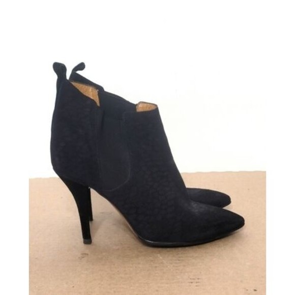 Isabel Marant Cleane Black Leopard Ankle Boots Womens Size 39 Velvet Leather - Picture 8 of 11